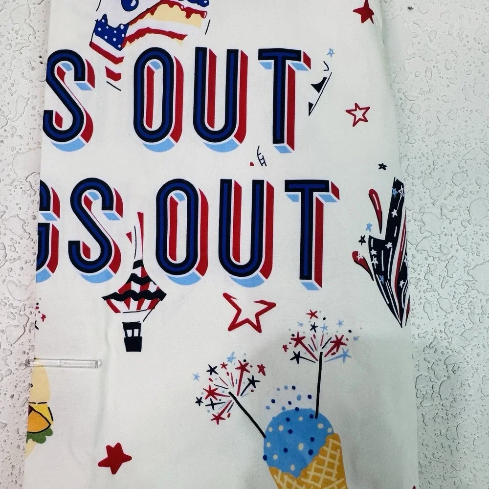 Patriotic Food Fireworks Grilling Apron Celebrate Buns Out Tongs Out 29x27